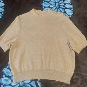 St. John Sportswear Women Large Metallic Gold Knit Top